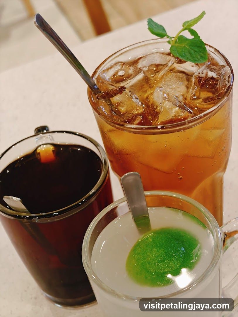 Three beverages on a table