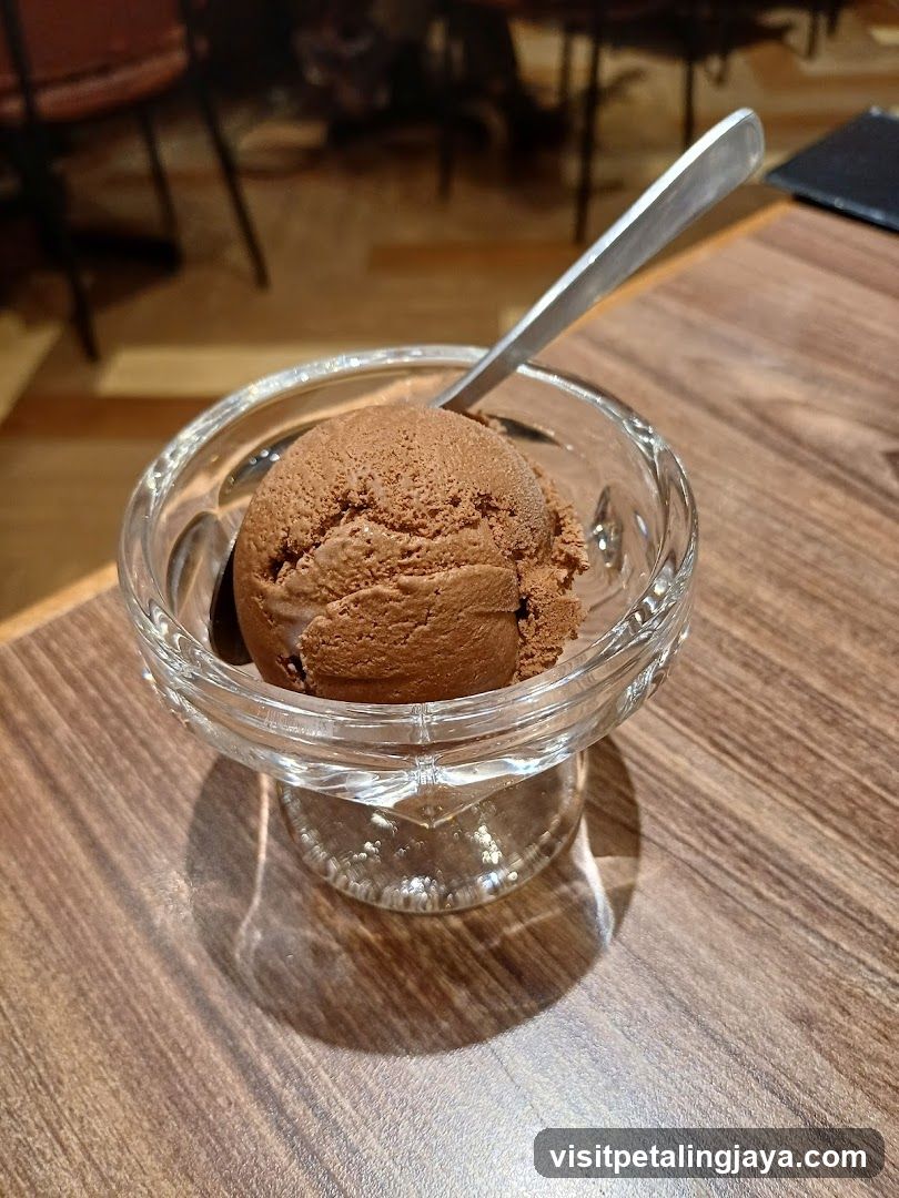 Chocolate Ice Cream in Glass Bowl