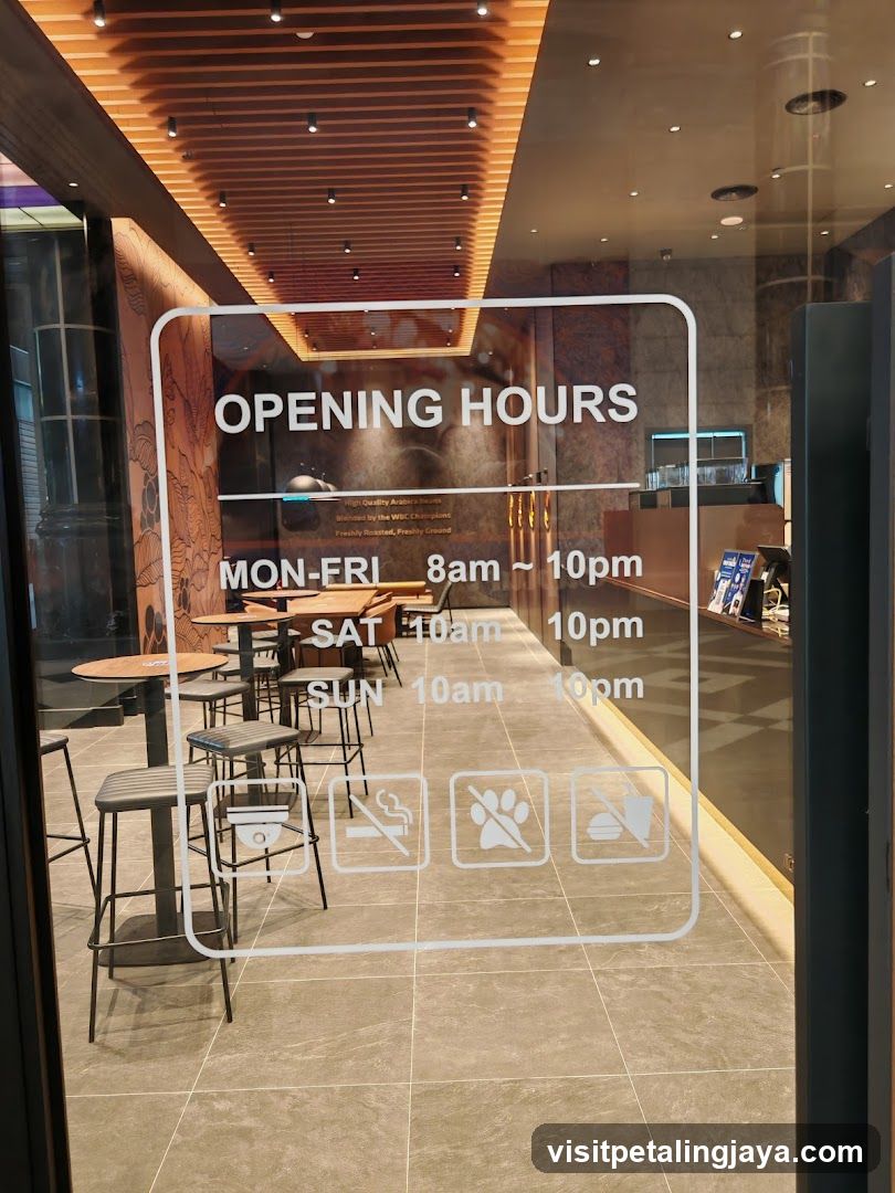 Opening Hours Sign on Storefront