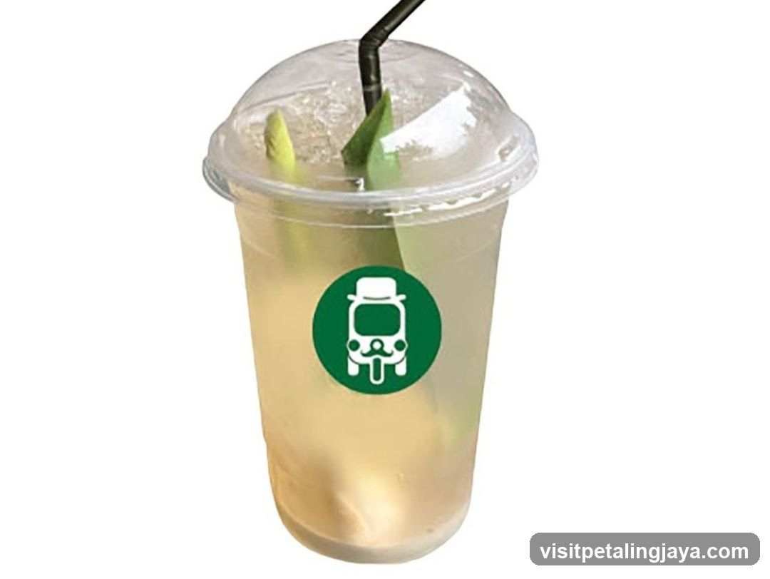 Iced Drink with Green Garnish