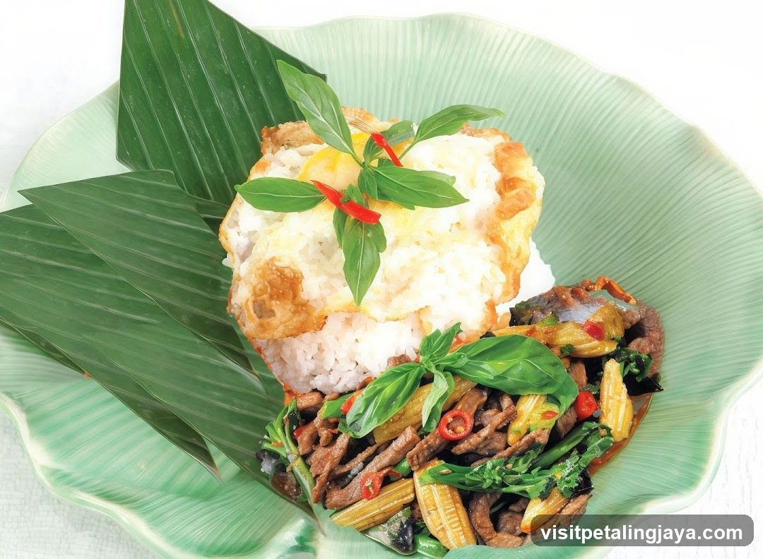 Thai Fried Rice with Basil and Stir-fried Meat