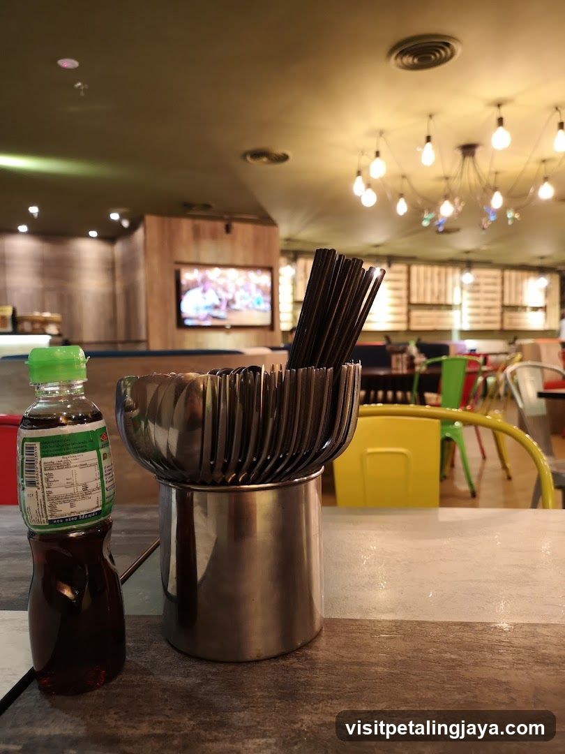 Dining Table Setting with Condiments and Cutlery