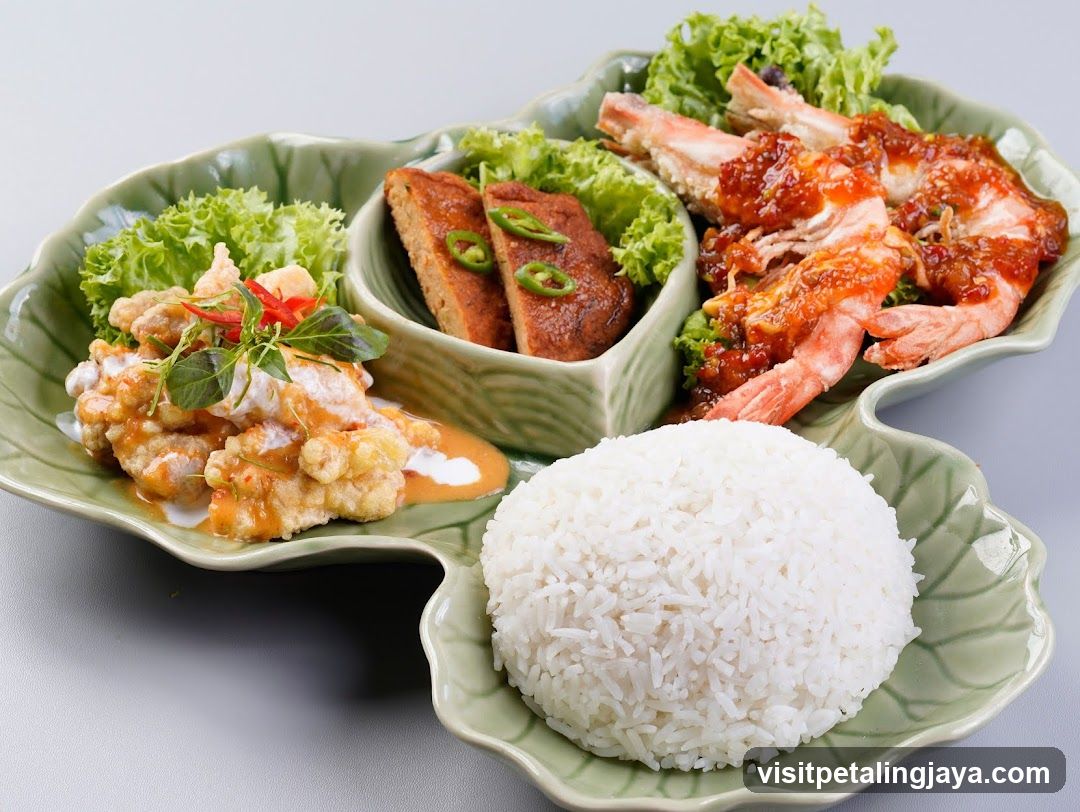 Thai-style seafood and rice platter