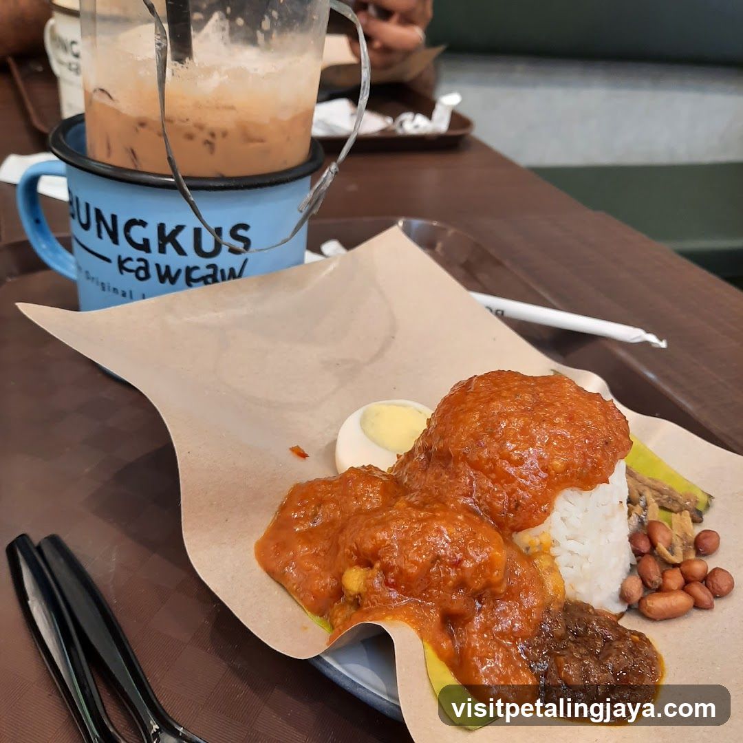 Nasi Kandar Meal with Iced Coffee