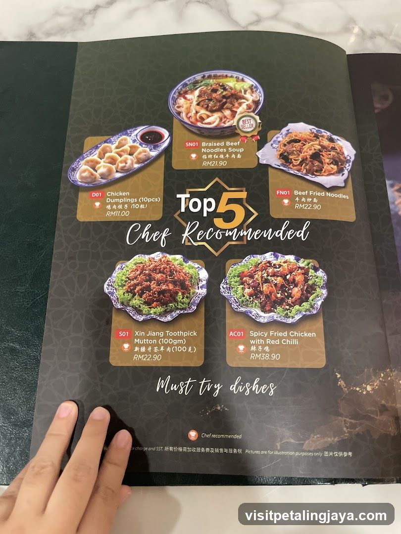 Top 5 Chef Recommended Dishes Menu Page