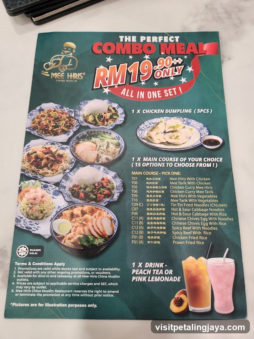 Mee Hris China Muslim Restaurant Combo Meal Menu