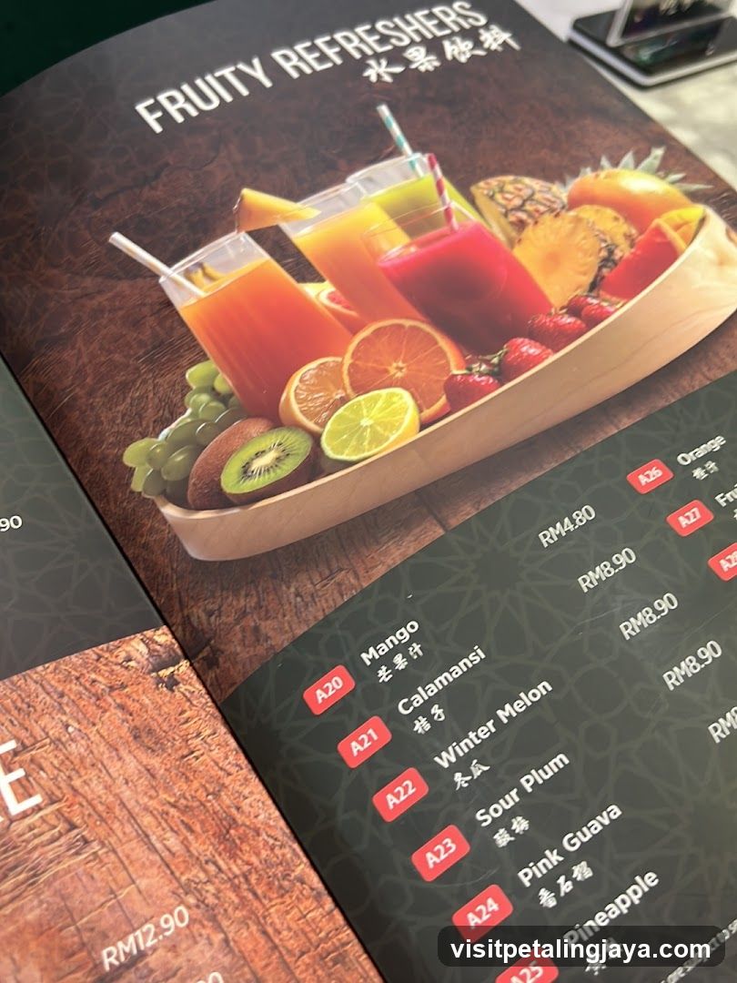 Fruity Refreshers Menu Page
