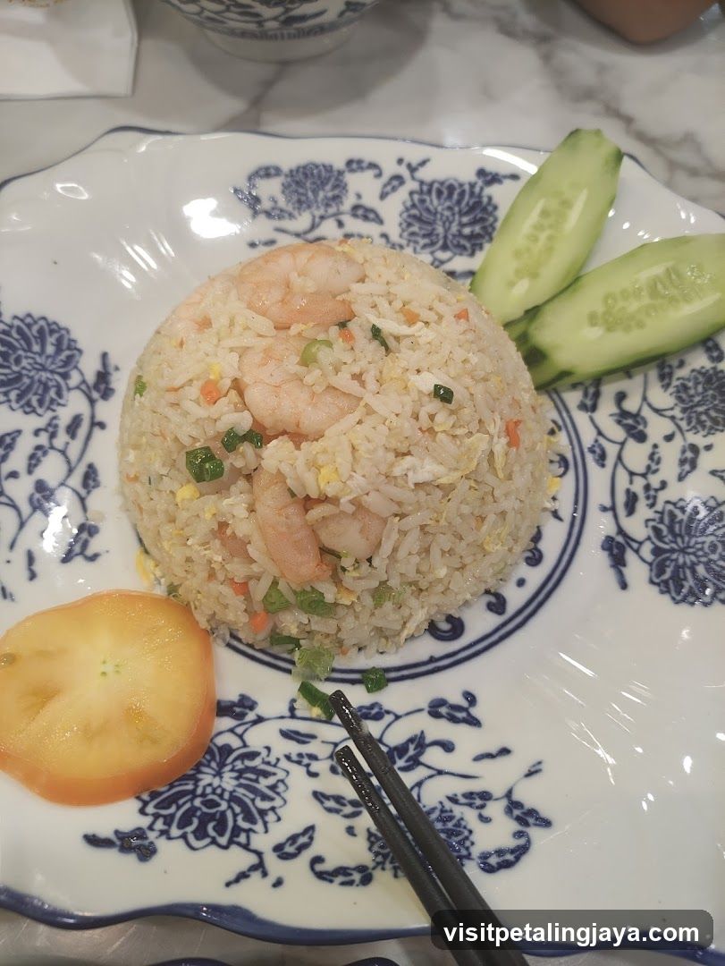 Shrimp Fried Rice with Cucumber and Tomato