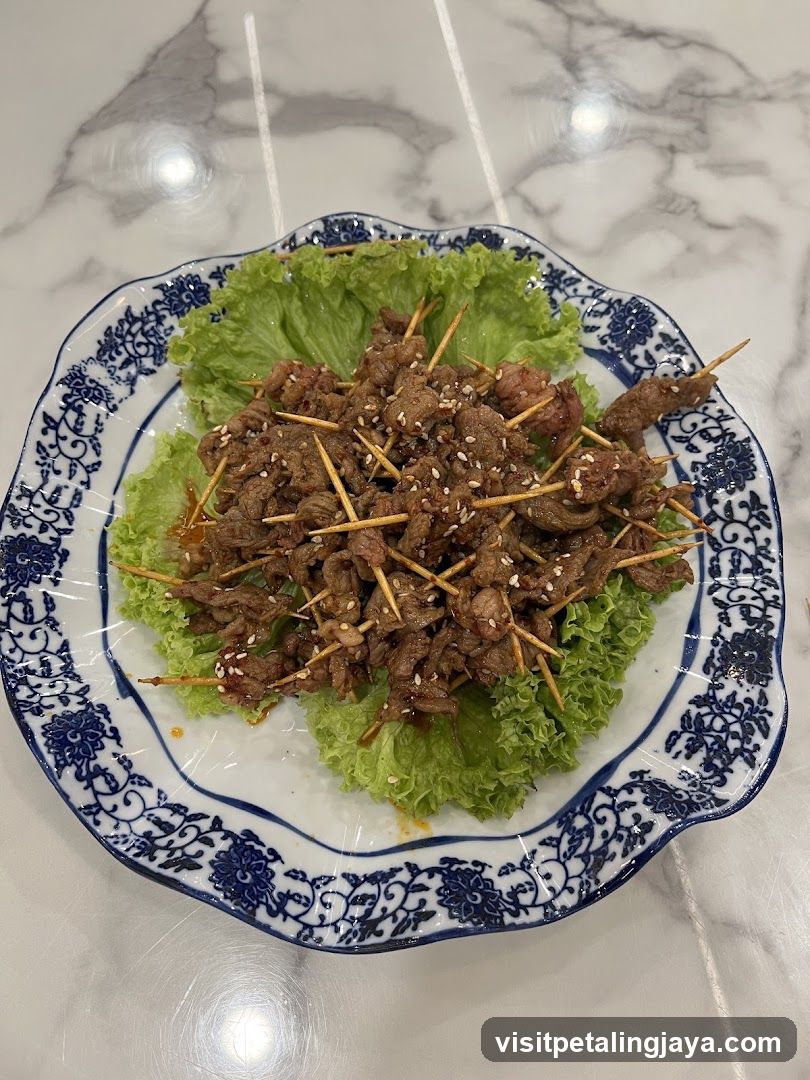 Skewered Meat on Lettuce