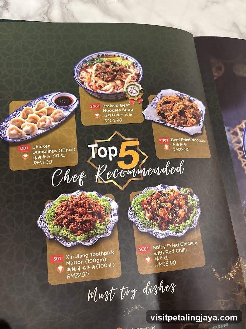 Top 5 Chef Recommended Menu Page