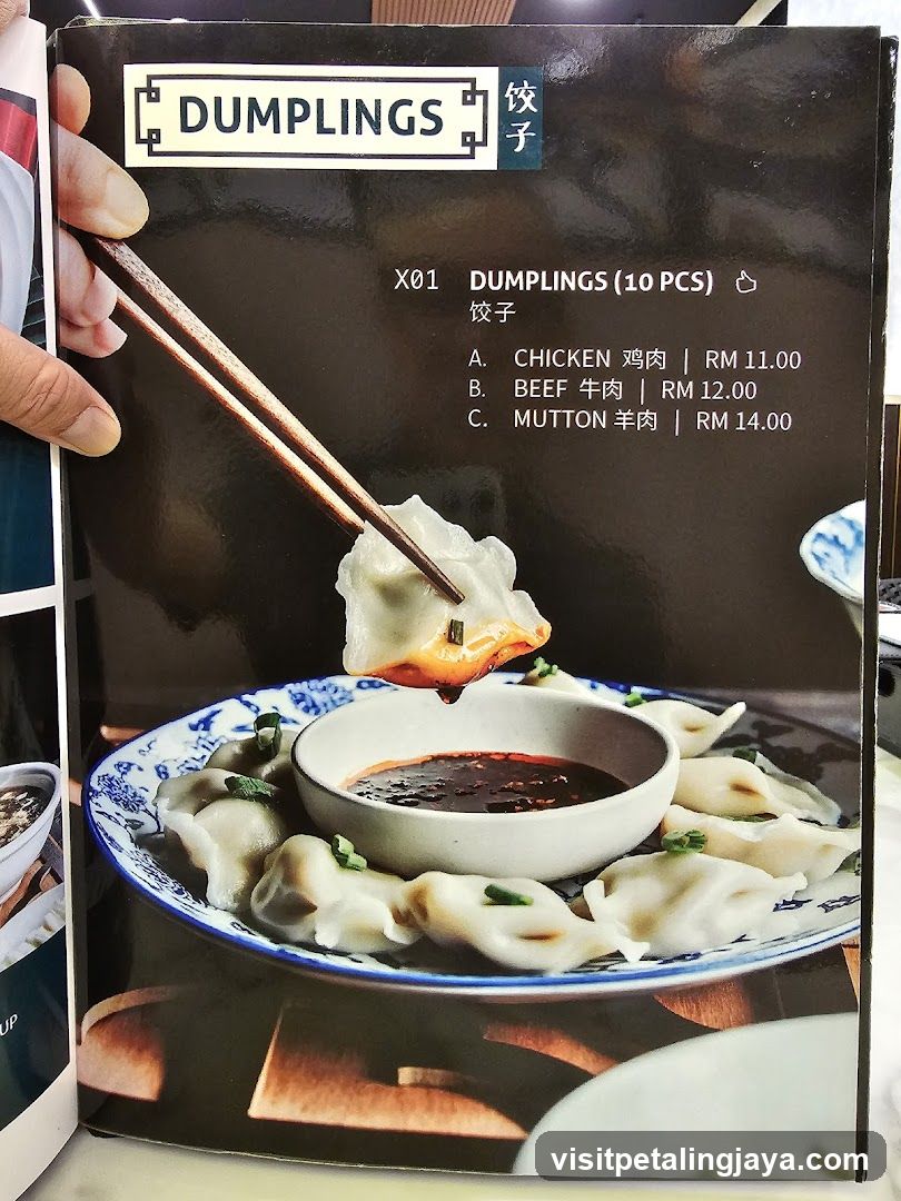 Dumplings Menu Page