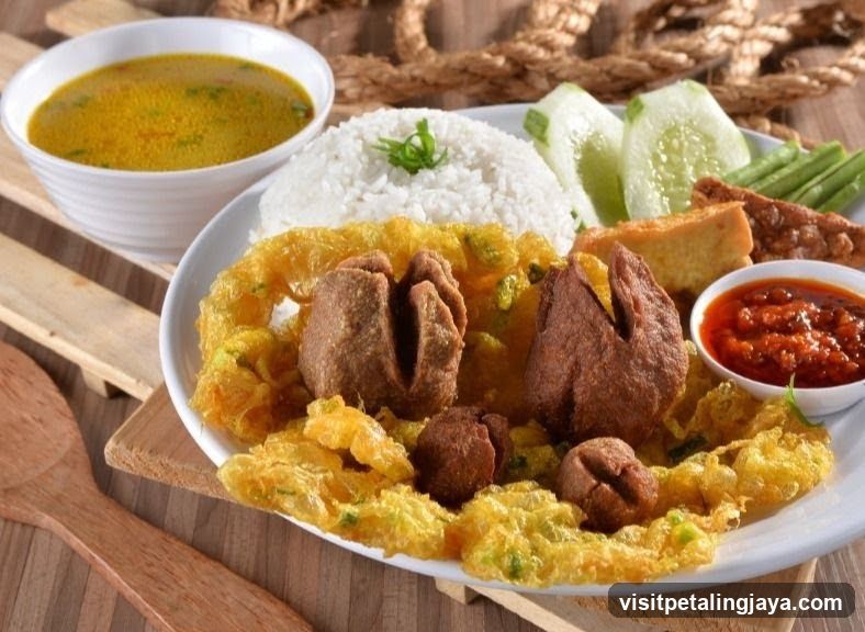 Traditional Indonesian Meal with Rice and Curry