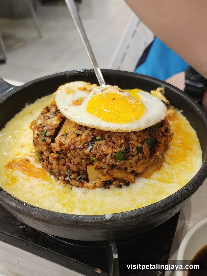 Fried Rice with Egg in Stone Bowl