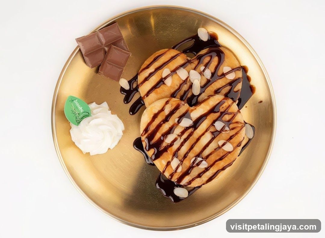 Golden Plate with Pancakes and Chocolate