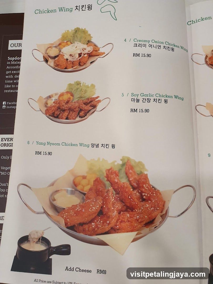 Chicken Wing Menu Page