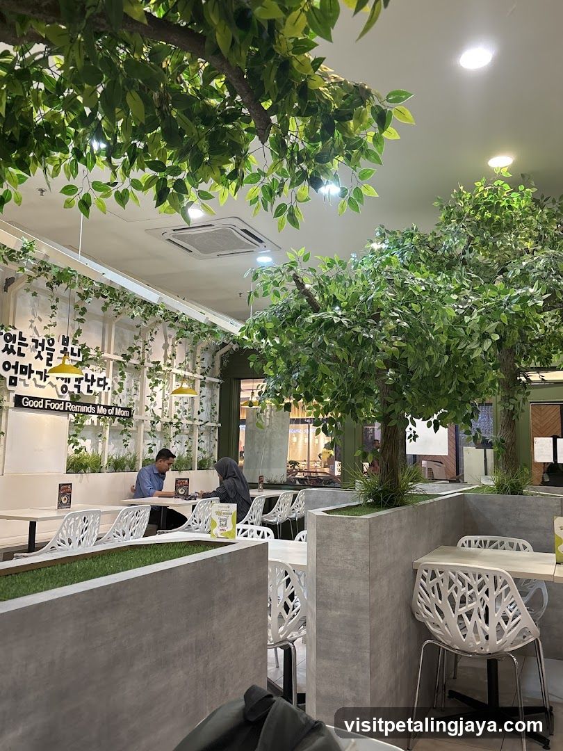 Indoor Cafe with Greenery Decor