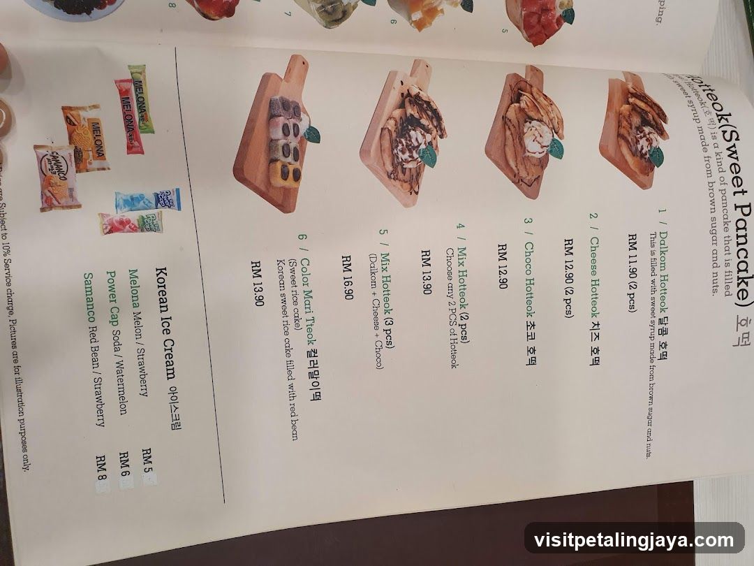 Sweet Pancake Menu Page