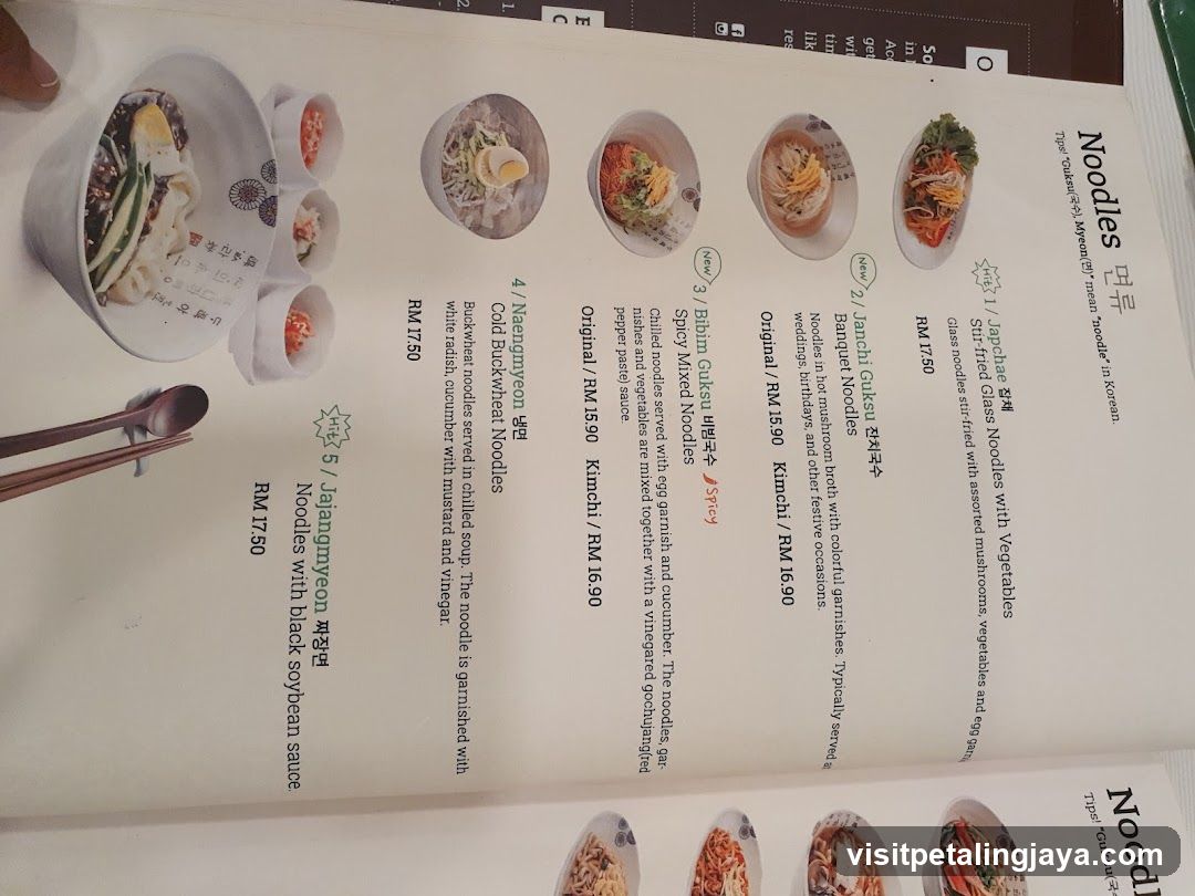 Noodles Menu Page