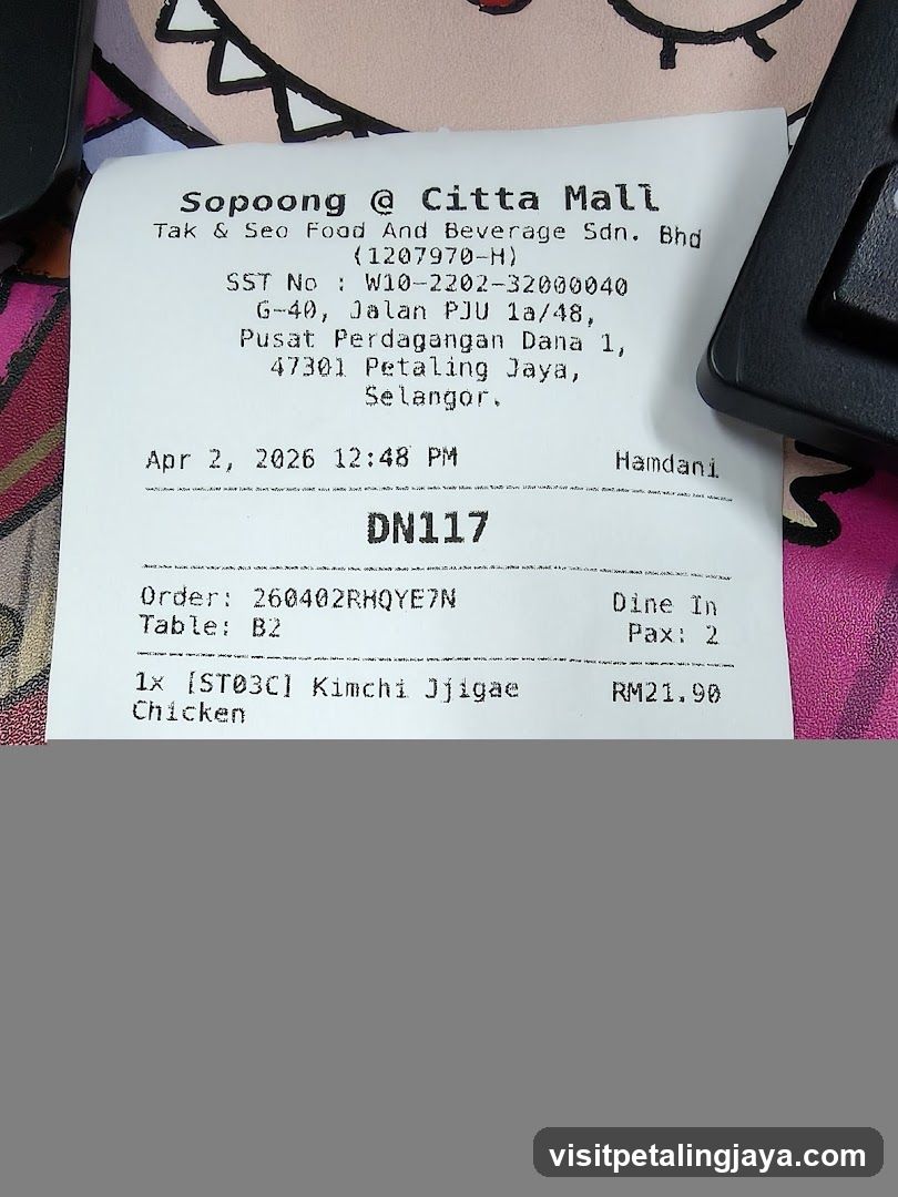 Receipt from Sopoong @ Citta Mall