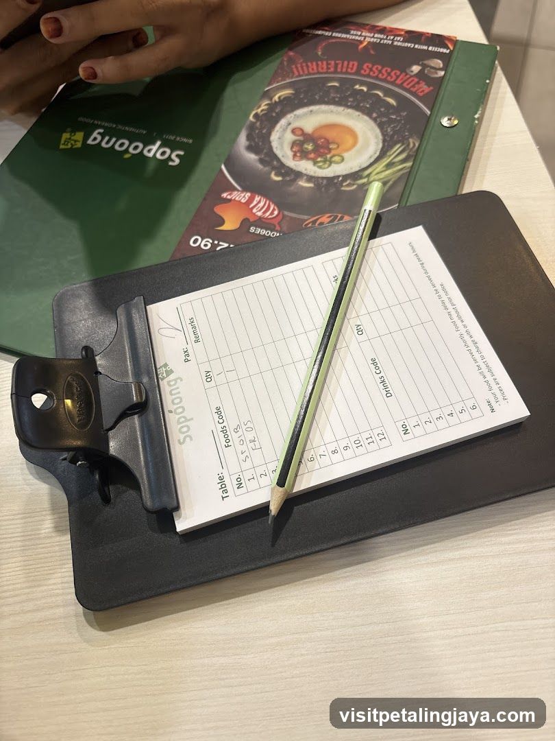 Sopong Order Pad and Menu