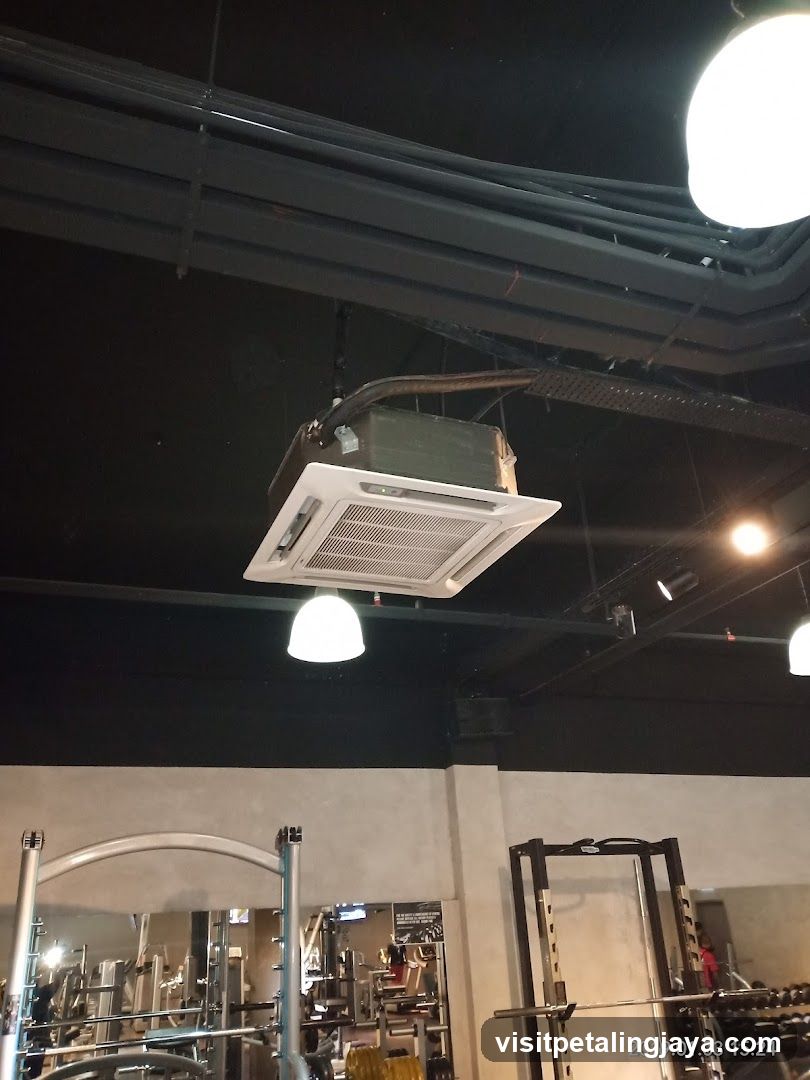 Gym Interior with Ceiling AC Unit