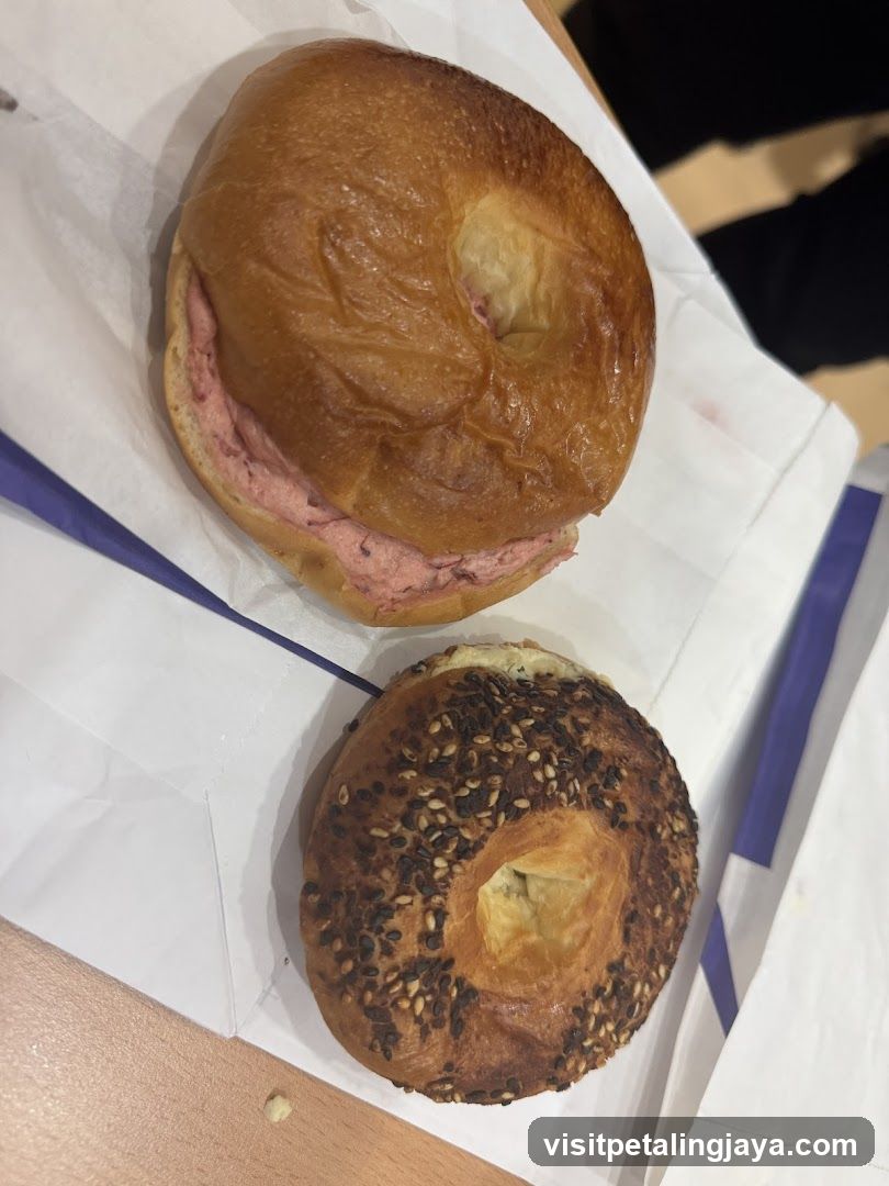 Bagel Sandwiches on Wrapping Paper