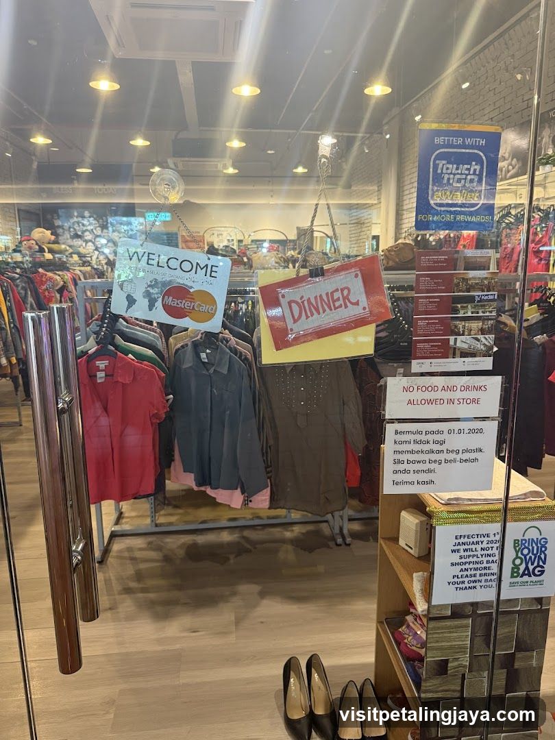 Clothing Store Interior View Through Glass Door