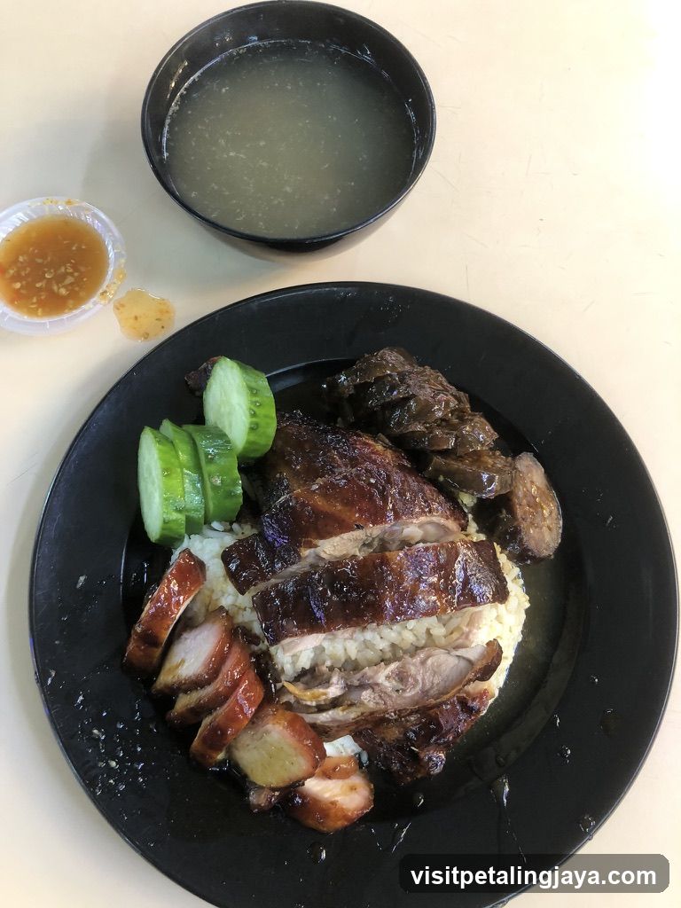 Roast Chicken Rice with Cucumber and Soup