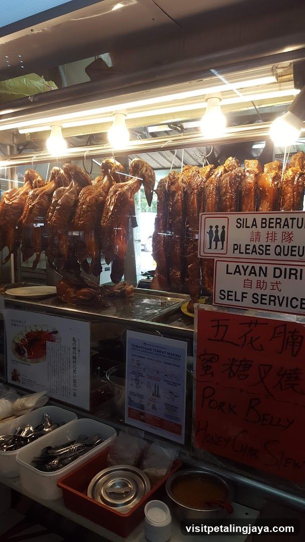 Hawker Stall with Hanging Roasted Meats