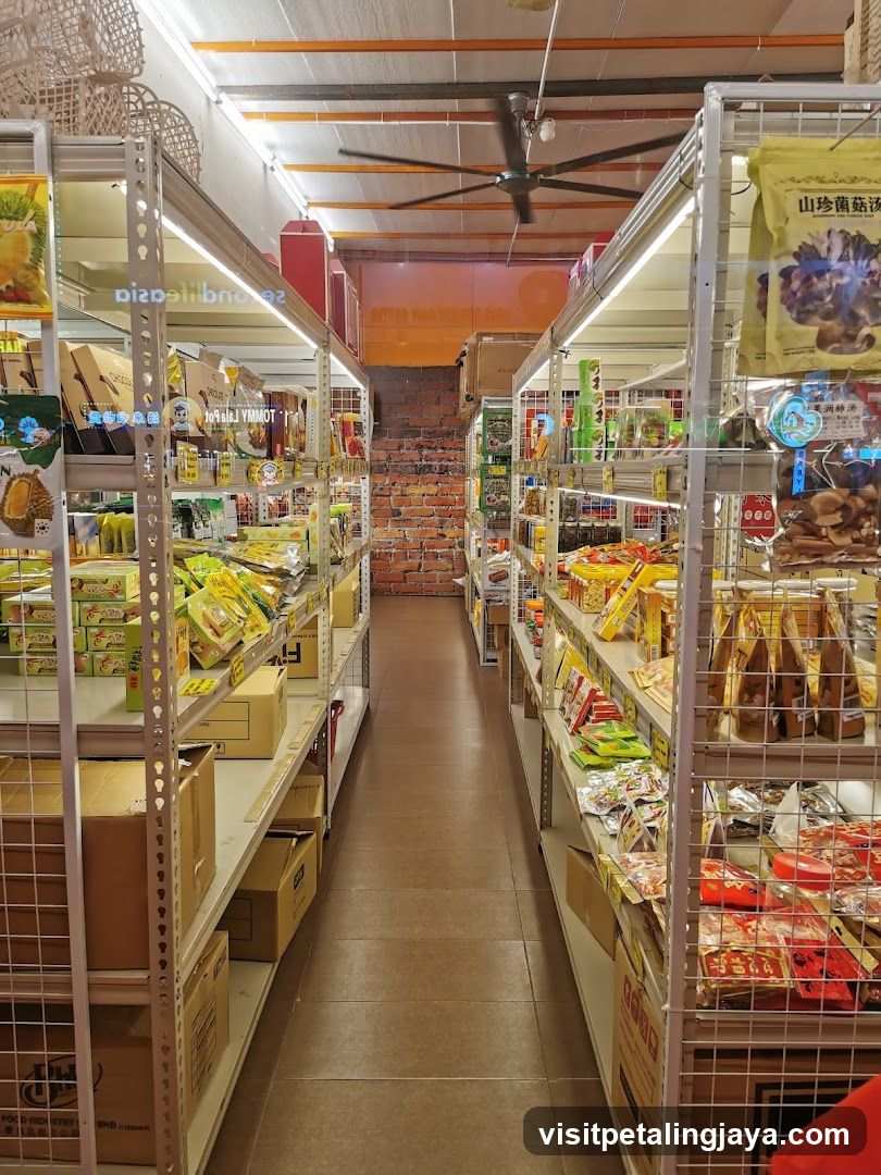 Interior of a small grocery store or market stall