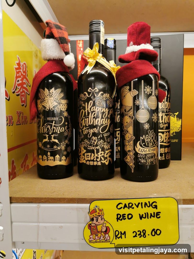 Carved Red Wine Bottles Display