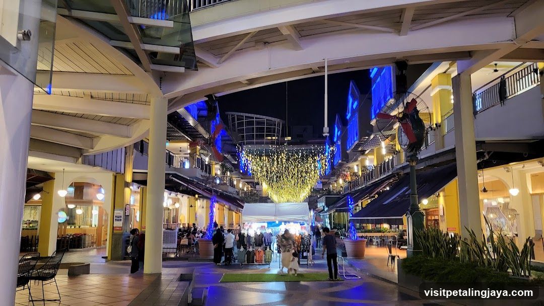 Night Market Scene with Hanging Lights