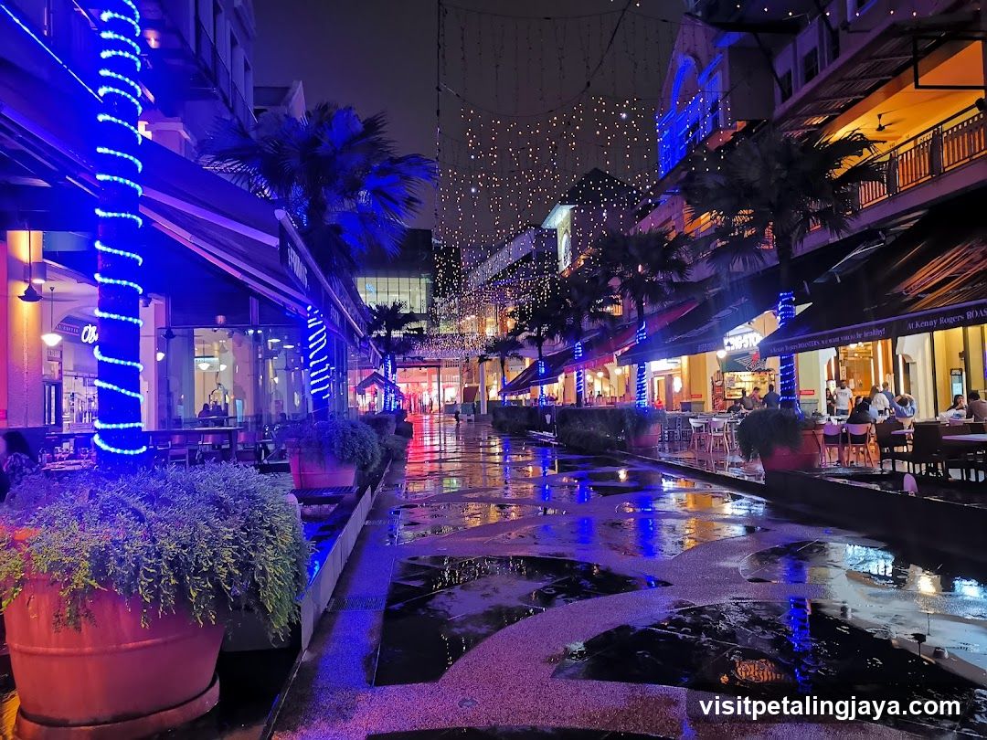 Night Street Scene with Neon Lights