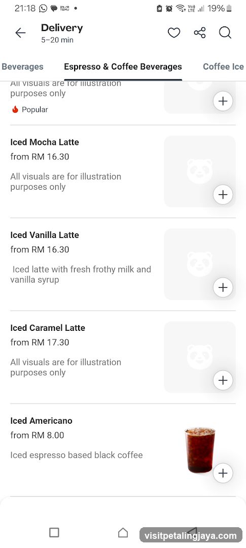Espresso & Coffee Beverages Menu