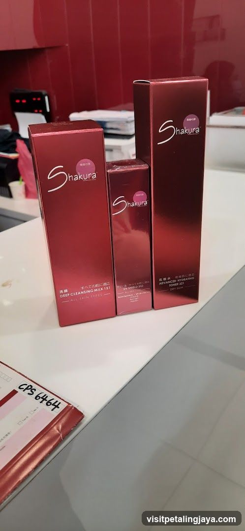 Shakura skincare products display