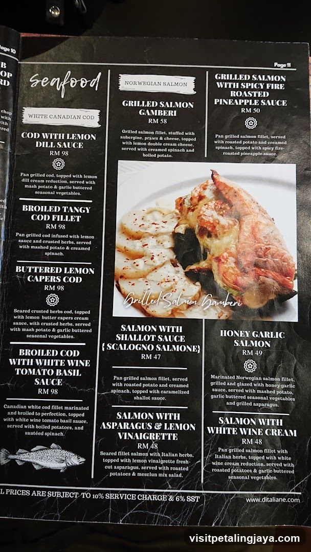 Seafood Menu Page