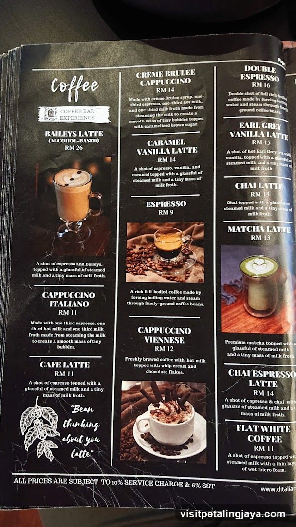 Coffee Menu Page