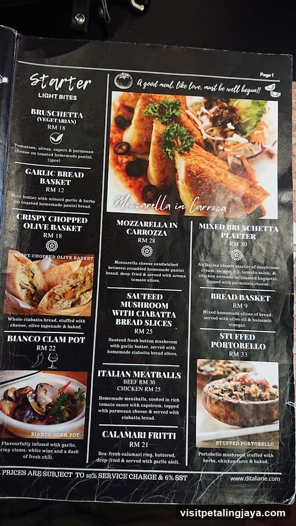Ditalia Menu