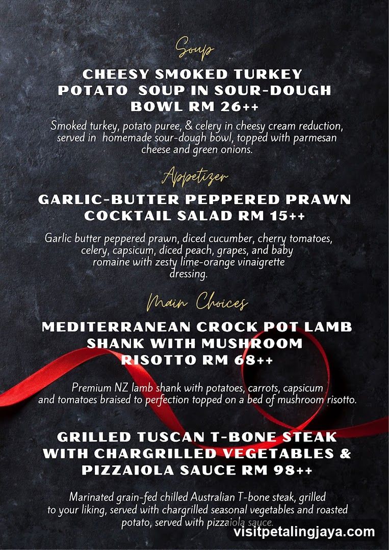 Soup, Appetizer, Main Choices Menu