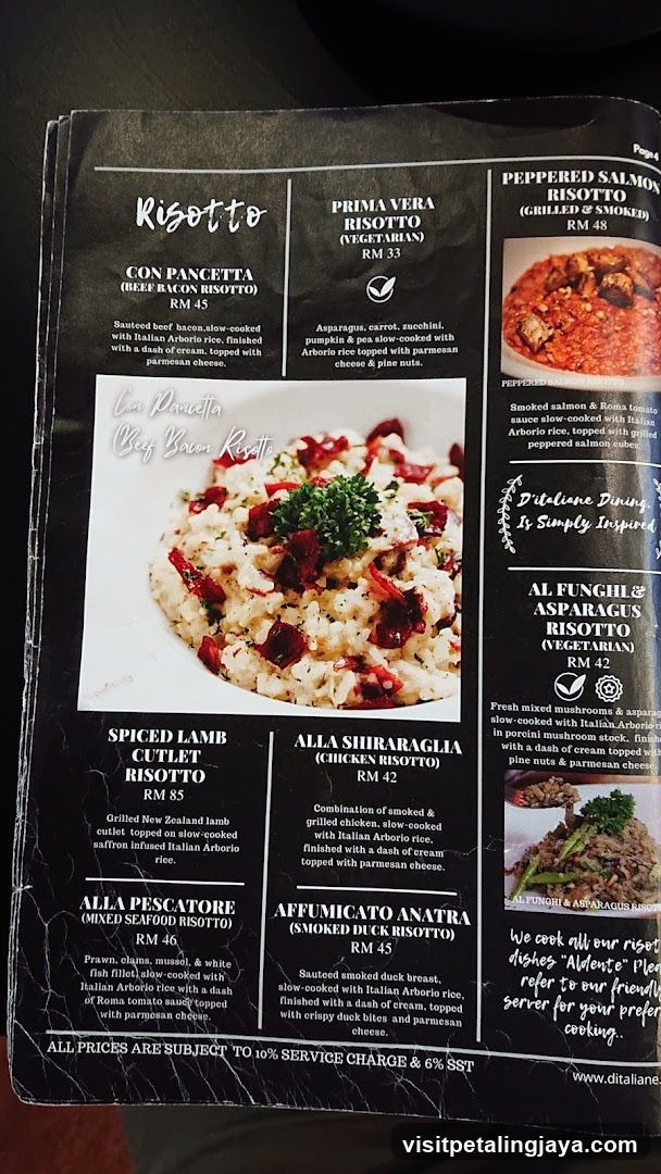 Italiano Menu Page