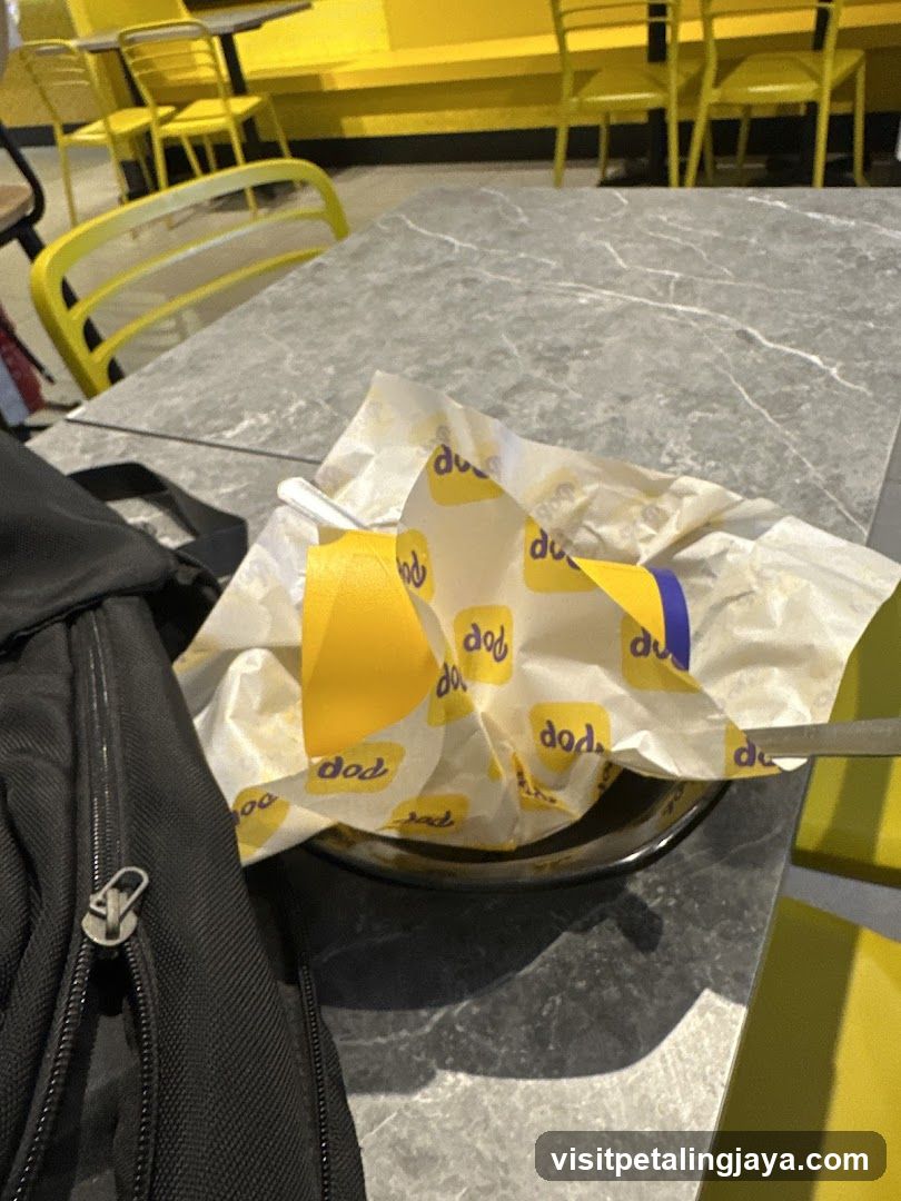 Food on table with branded paper