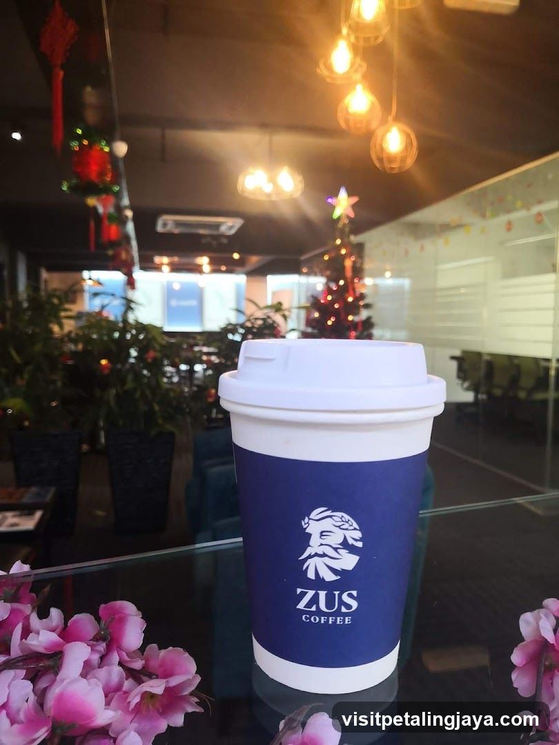 ZUS Coffee Cup with Festive Background