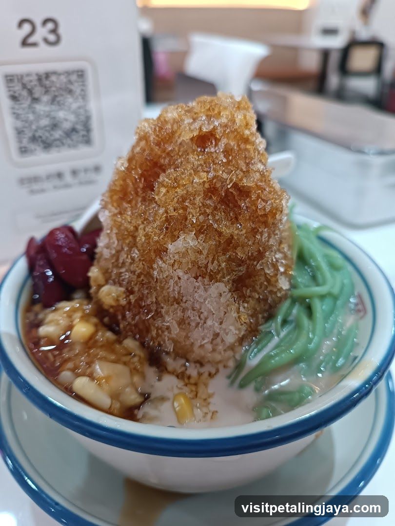 Dessert Bowl with Shaved Ice and Green Vermicelli