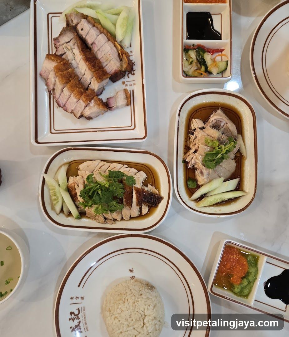 Hainanese Chicken Rice and Roast Pork Platter