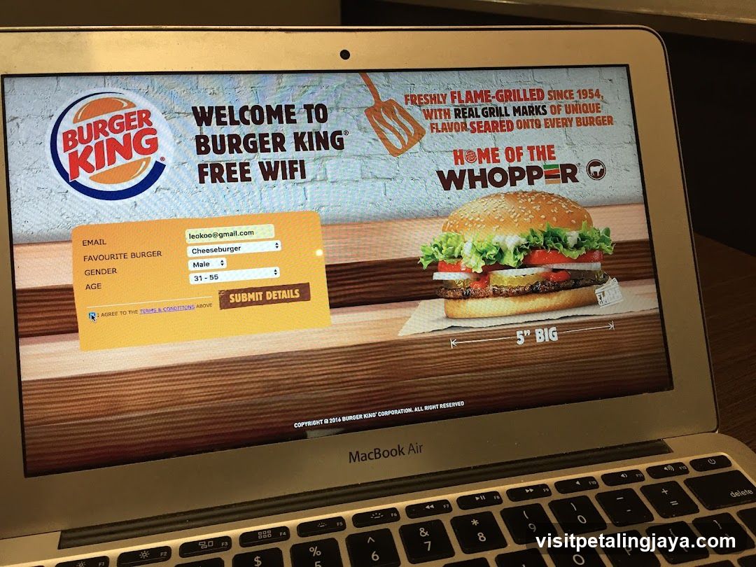Burger King Free WiFi Sign-In Page