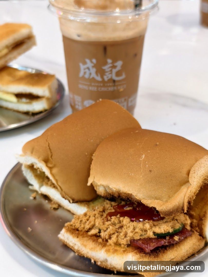Chicken Rice Sandwich and Iced Coffee