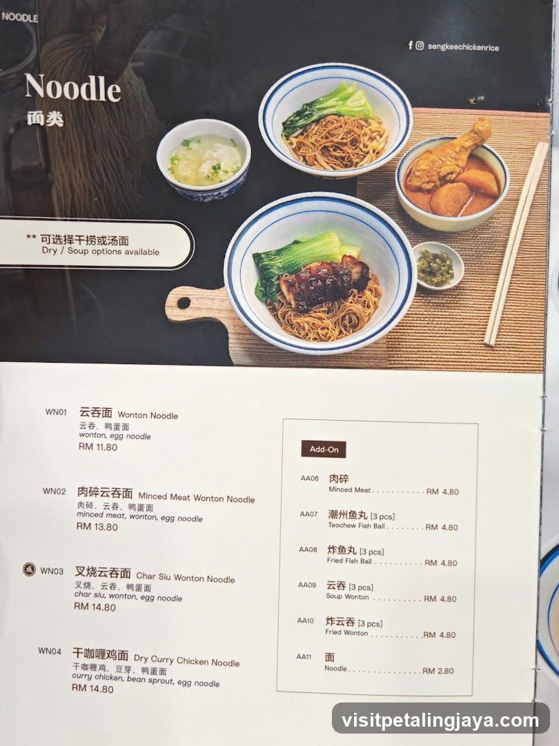 Seng Kee Chicken Rice Noodle Menu