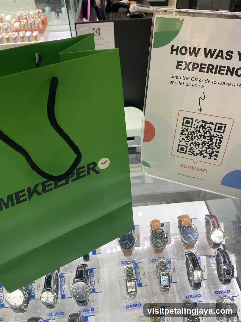 Watch Store Interior with Feedback QR Code