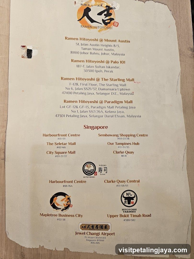 Ramen Hitoyoshi Menu