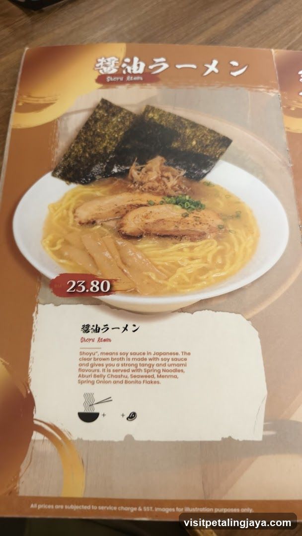 Shoyu Ramen Menu Page